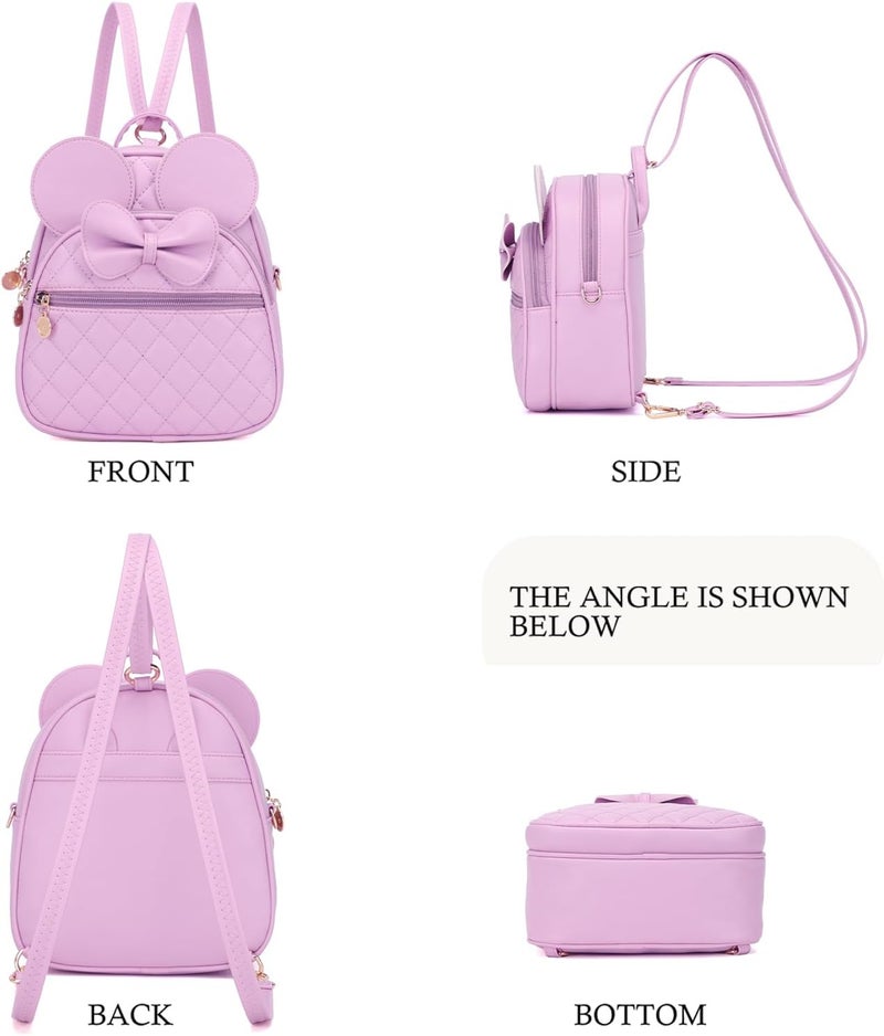 KL928 Girls Mini Backpack Bowknot Polka Dot Cute Small Daypacks Convertible Shoulder Bag Purse for Women - Image 3